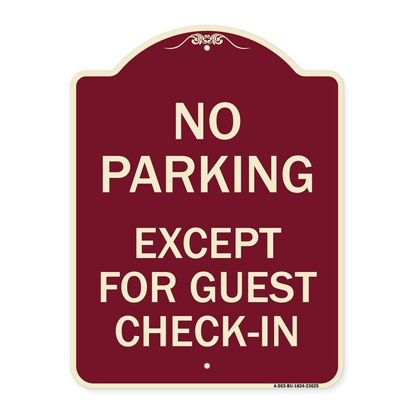 Signmission No Parking Except for Guest Check-In Heavy-Gauge Aluminum Sign, 18" L, 24" H, BU-1824-23625 A-DES-BU-1824-23625 - main